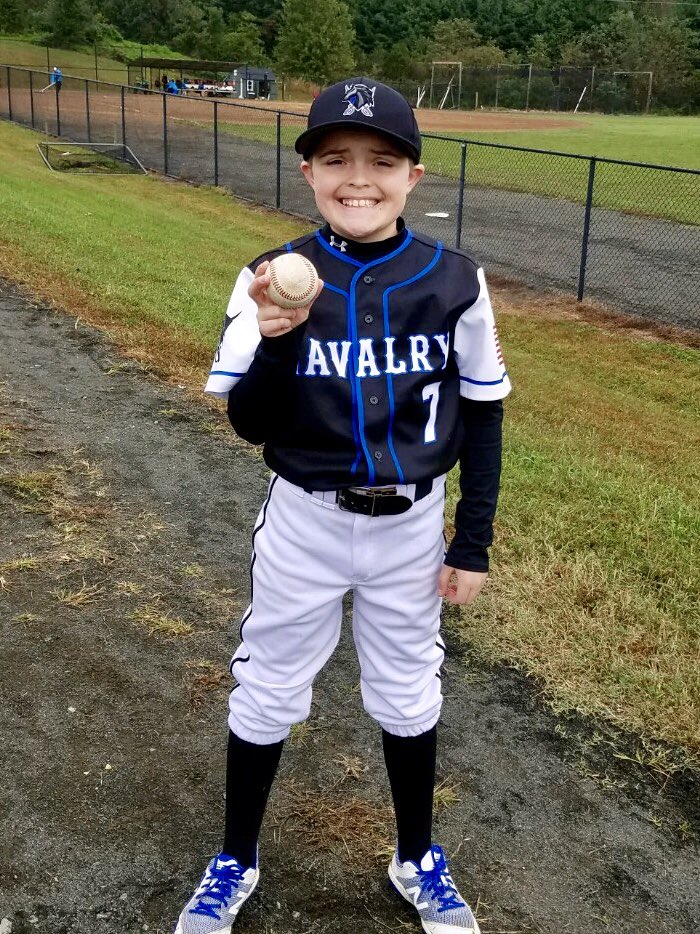 wcbyerley's tweet photo. After a challenging week, this kid hit his first dinger yesterday. He still had this smile hours later. Keep grinding, Caden. Dad could not be more proud. @DeMarini #cfzen @fhseagles1 https://t.co/asYNh2N8a0