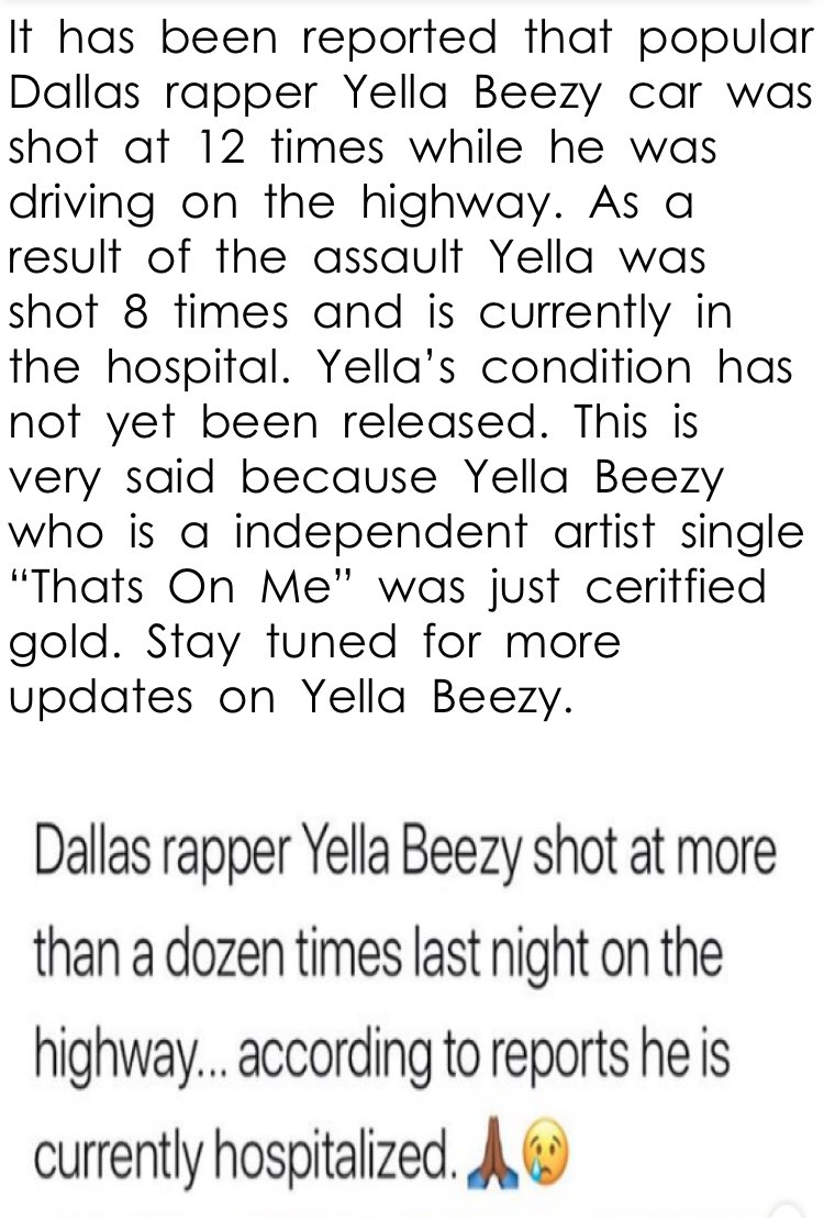 DJ_BUGGS's tweet image. Yella  Beezy shot eight times 🙏🏽 #crazyweekend