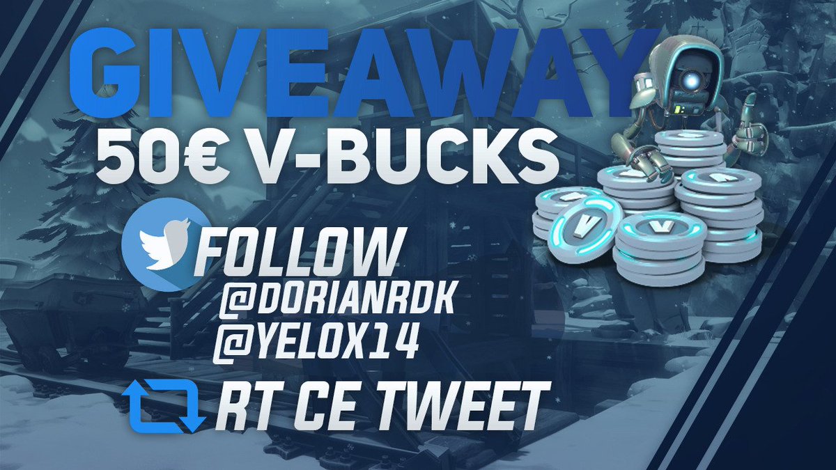 FortniteFrance's tweet photo. 🍀Concours 🍀 

Tente ta chance pour gagner 50 euros de V-Bucks, pour participer : 

- Follow @Yelox14 et @DorianRDK  
- RT ce tweet 🔁

Bonne chance ✅ https://t.co/wrrR65GKax