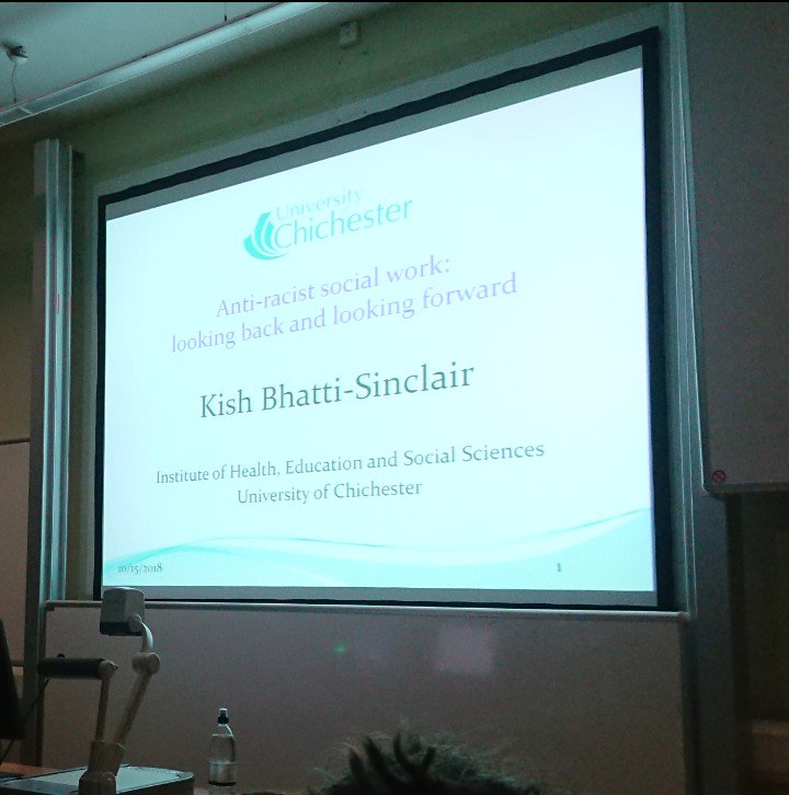 Just kicking off another great seminar with <a href="/BhattiKish/">Kish Bhatti-Sinclair PhD</a>, historical reflections on Anti-racist social work