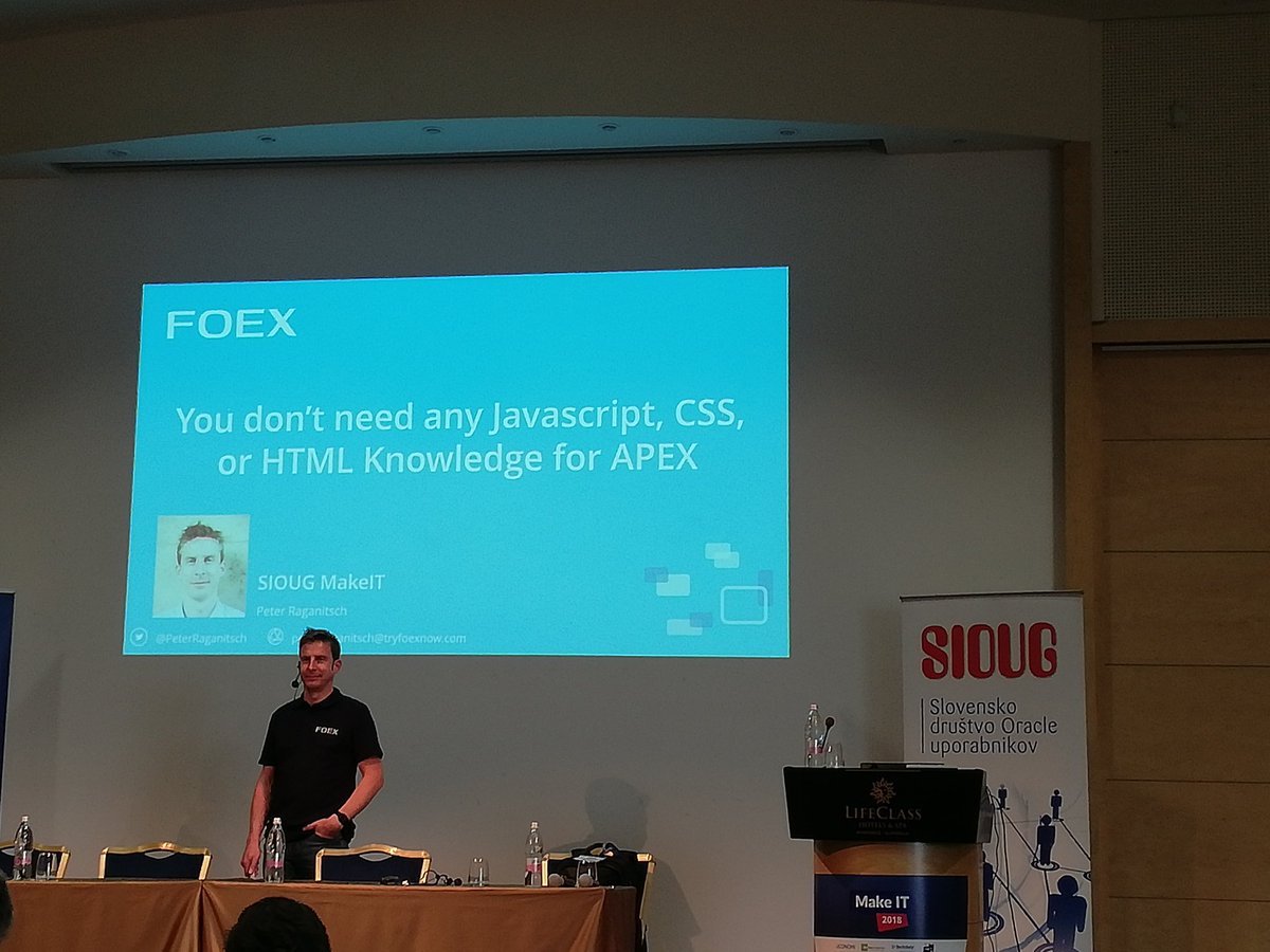 AljazMali's tweet photo. Let's learn from @PeterRaganitsch what we don't need in #orclapex #makeitconf18 https://t.co/xnhibQDmF1