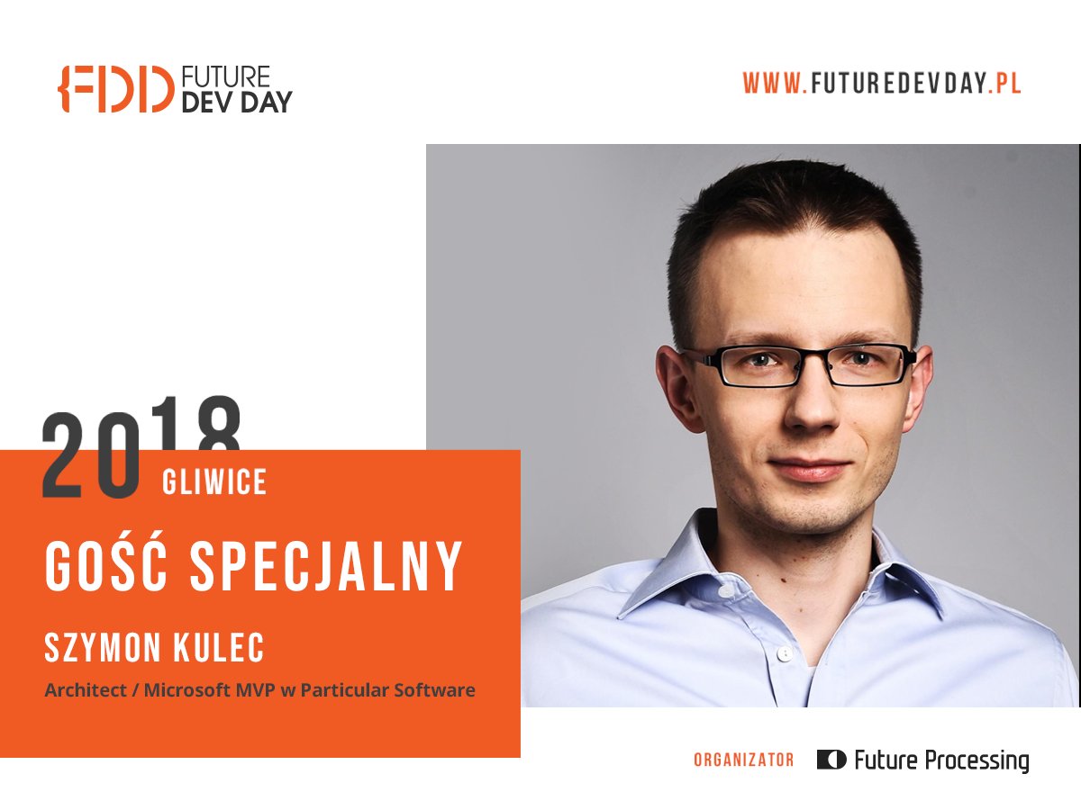 FDD 2018 już blisko! 🔥 Trzymacie rękę na pulsie, już niedługo poznacie agendę! 
Tymczasem mamy zaszczyt przedstawić tegorocznego gościa specjalnego konferencji ⭐Szymon Kulec - Architect i Microsoft MVP wystąpi u nas z prelekcją "Filary chmur" ☁️