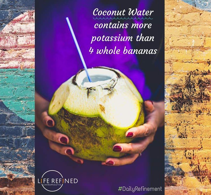 LifeRefined33's tweet photo. Lacking in potassium? Try some coconut water!

#liferefined #chiropractic #chiropracticcare #drblume #noblesville #noblesvilleindiana #natural #healing #factsofhealth #dailyrefinement #coconutwater #potassium https://t.co/5fVgbGhKnM