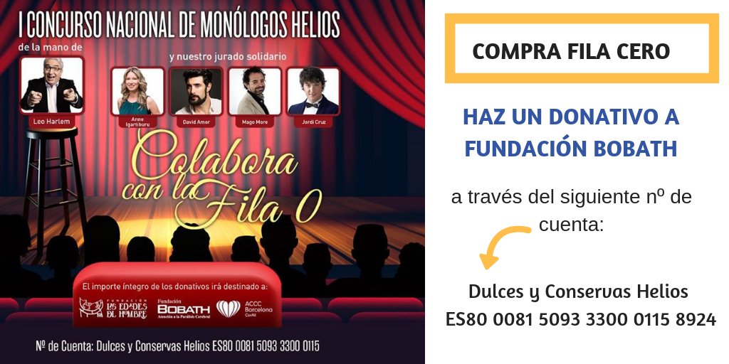 Demuéstrale a @Heliosesvida  cuál es tu lado más solidario 😍 🎤“I Concurso Nacional de Monólogos Helios”. 👉Cuenta con el apoyo y la colaboración de <a href="/LeoHarlem/">Leo Harlem</a> y, <a href="/magomore/">Mago More</a> como parte del jurado solidario. ¡COMPRA la fila 0 a beneficio de Fundación #Bobath❤!