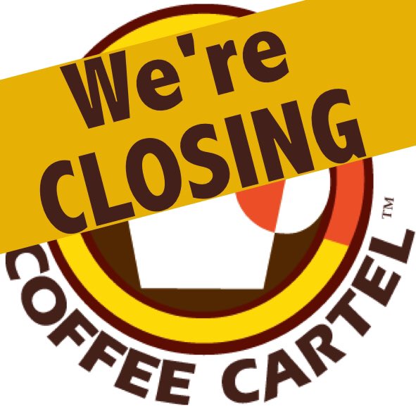 Coffee Cartel is closing! With great sadness, we regret to say that Tuesday, October 16th will be our final day of business after 22 proud years. 
We invite all to come to Coffee Cartel and enjoy a free scoop of ice cream tomorrow 6am to 10pm