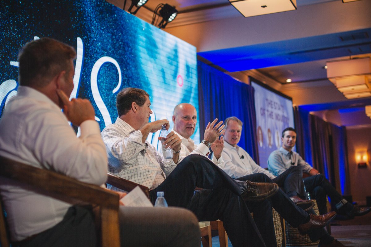 HotelSpaces's tweet photo. Monday is off to a great start with our first panel on the State of the Industry moderated by Patrick Kruger [@mgravesdesign], David Breeding [@ihg], Nick Muir [@citizenm], Greg O’Stean &amp; Michael Tall 
#hotelspaces #hoteldesign #hoteldevelopment #hotelconstruction https://t.co/530qWzdwaJ