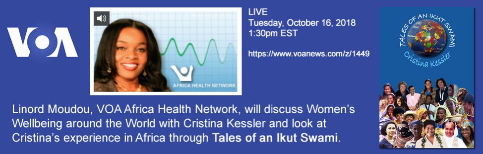 HopeForLimpopo's tweet photo. Cristina Kessler on Voice of America Radio shares her experiences in Africa through her latest book 'Tales of an Ikut Swami' on October 16, 2018 at 1:30pm US Eastern Time.
Link to the broadcast: https://t.co/3k7mL06a6i #Africa #womenpower https://t.co/hp0ju6eua4