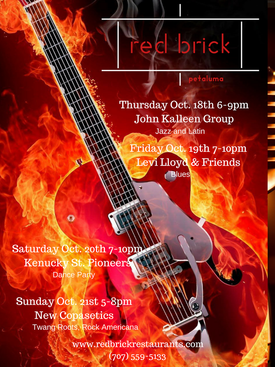rbpetaluma's tweet photo. Live Music at Red Brick for this coming week.  Another great line up.  
Please check out our new PA system.  Thanks to Loud and Clear music. https://t.co/vcccu0DnG9
