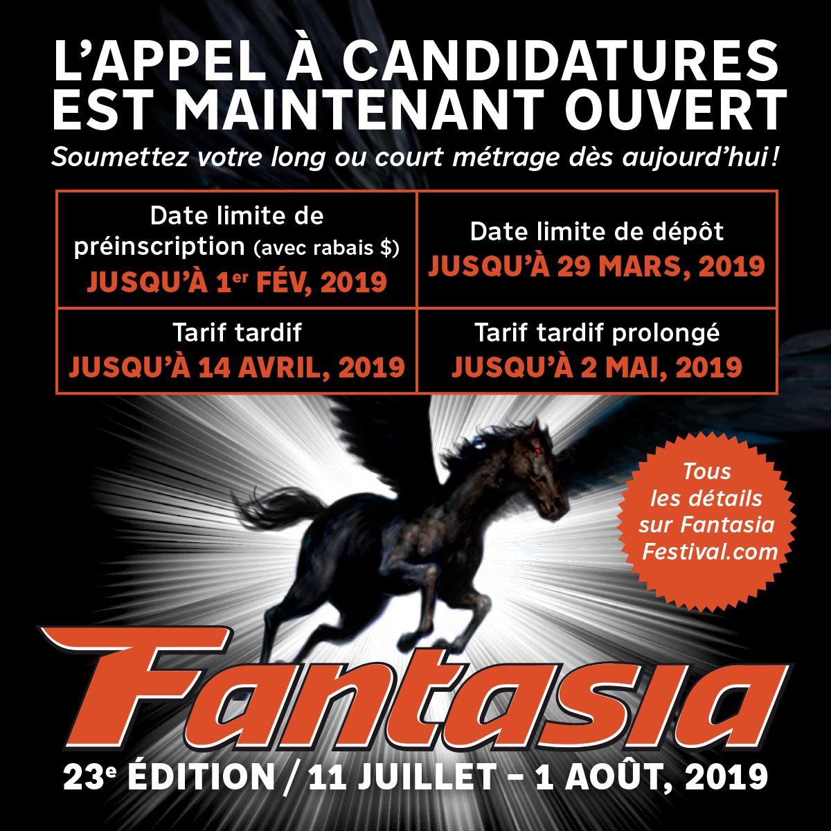 #FantasiaFest's 2019 call for entries is officially open!
fantasiafestival.com/en/submissions

L'appel de candidature du #FantasiaFest 2019 est maintenant ouvert!
fantasiafestival.com/fr/soumissions