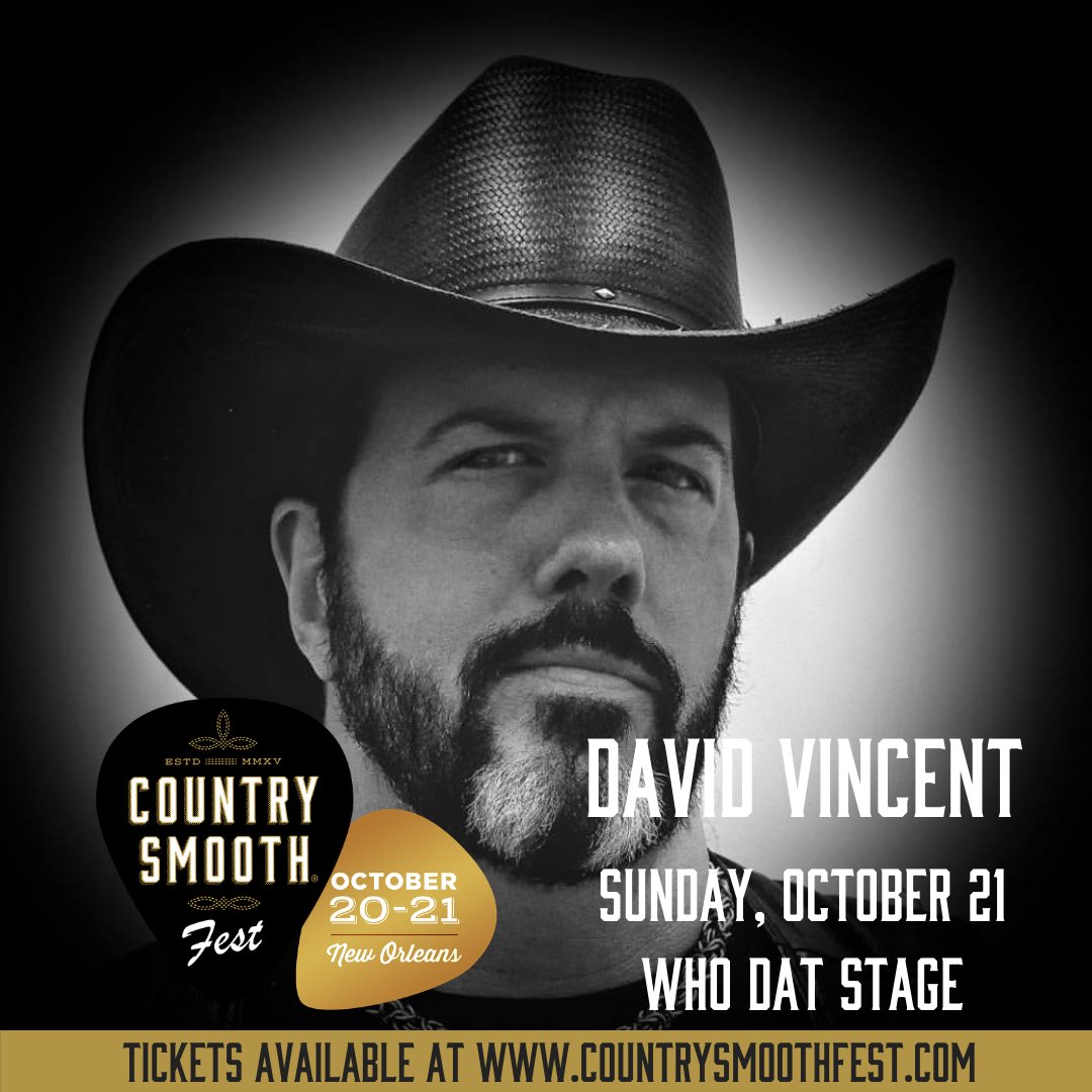David Vincent (@the_dvincent) on Twitter photo I’ll be dishing out some #OutlawCountry this Sunday, October 21st in #NewOrleans at <a href="/CSFestNOLA/">Country Smooth Fest</a>! Festival details at: countrysmoothfest.com #DrinkinWithTheDevil <a href="/country_smooth/">Country Smooth Whiskey</a> My band is <a href="/dannybharvey/">Danny B. Harvey</a> (guitar), #chrisbarnes (upright bass) & #mattreed (drums). I’ll be dishing out some #OutlawCountry this Sunday, October 21st in #NewOrleans at <a href="/CSFestNOLA/">Country Smooth Fest</a>! Festival details at: countrysmoothfest.com #DrinkinWithTheDevil <a href="/country_smooth/">Country Smooth Whiskey</a> My band is <a href="/dannybharvey/">Danny B. Harvey</a> (guitar), #chrisbarnes (upright bass) & #mattreed (drums).