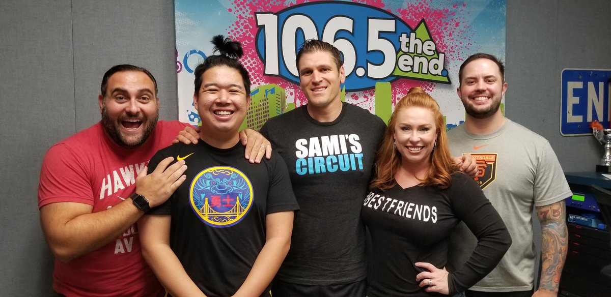 106.5 the end wake up call katie Joe Swain