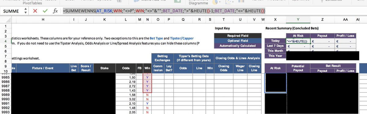 cyclingwins's tweet image. anyone with a beyond average knowledge of excel who could help me with this? i dont know how to extend it past this row. the tracker is from @AuSportsBetting. #excel #bettingtracker