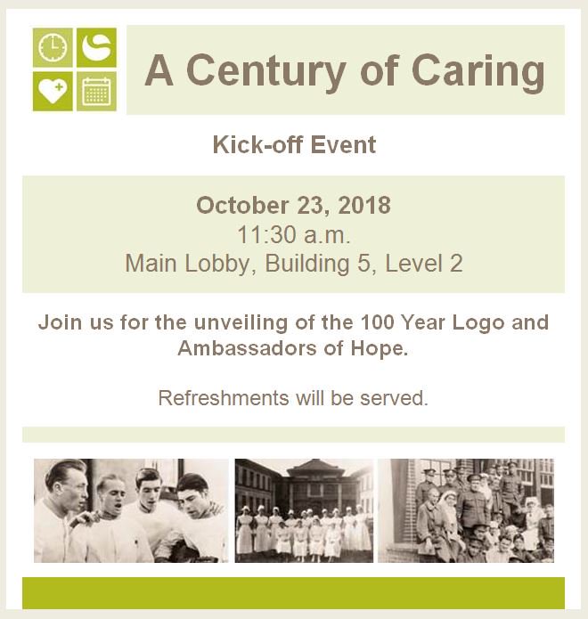 Join us on Tuesday, October 23 at 11:30 a.m. as we unveil our plans to celebrate a century of providing #mentalhealth care in our community. We will be unveiling our 100 year brand &amp; introduce our Ambassadors of Hope.