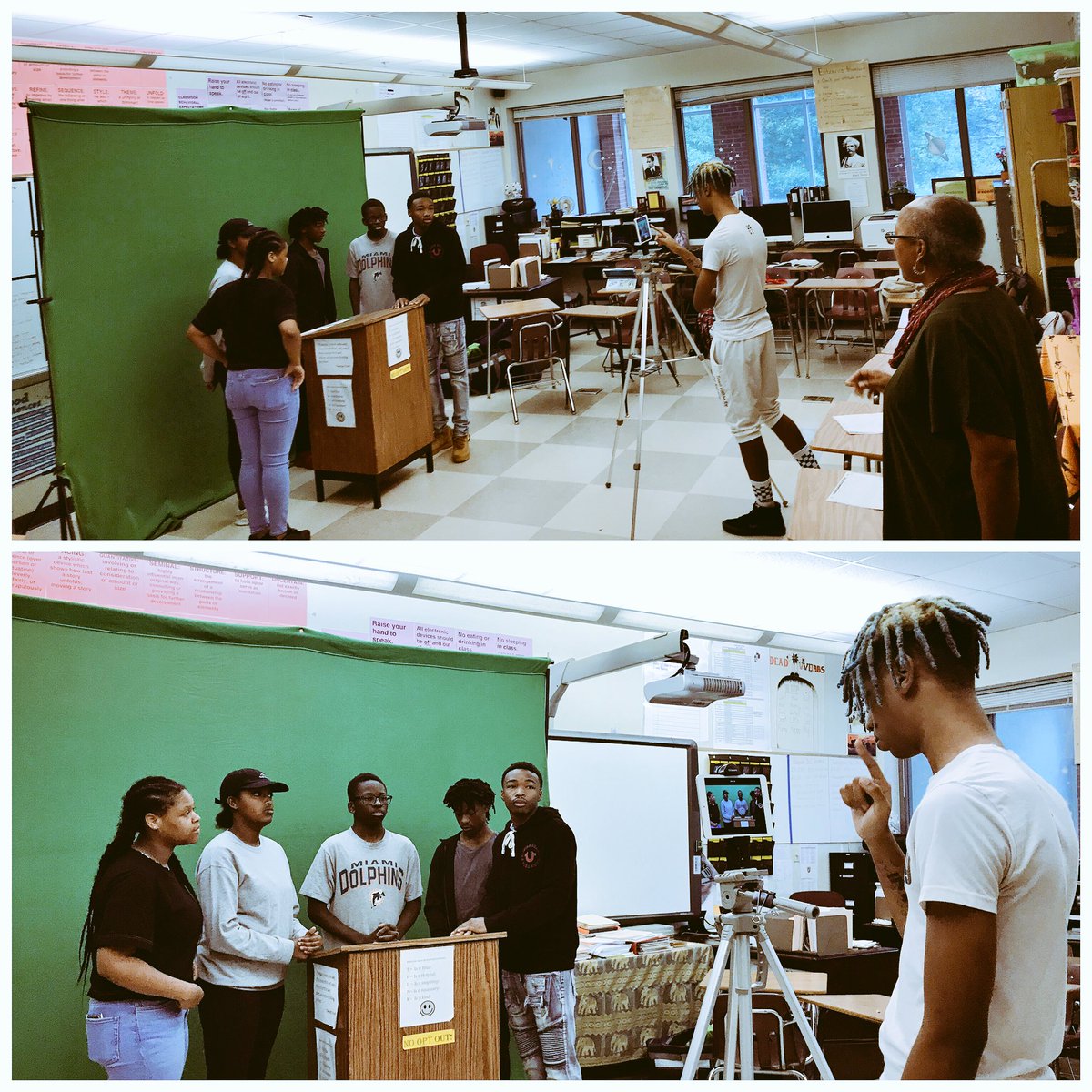 apsitjen's tweet photo. Had a blast working with Ms. Blair’s @APSGradyKnights Ss to create short films based on the “The Crucible” 🎬📚. Excited to edit/publish & view all the films on Wed. Stay tuned! #greenscreen #edtech #APSITInpires @APSInstructTech @apsupdate @BetsyBockman1 @THollisEdS @ahrosser https://t.co/2m6hKx9blW