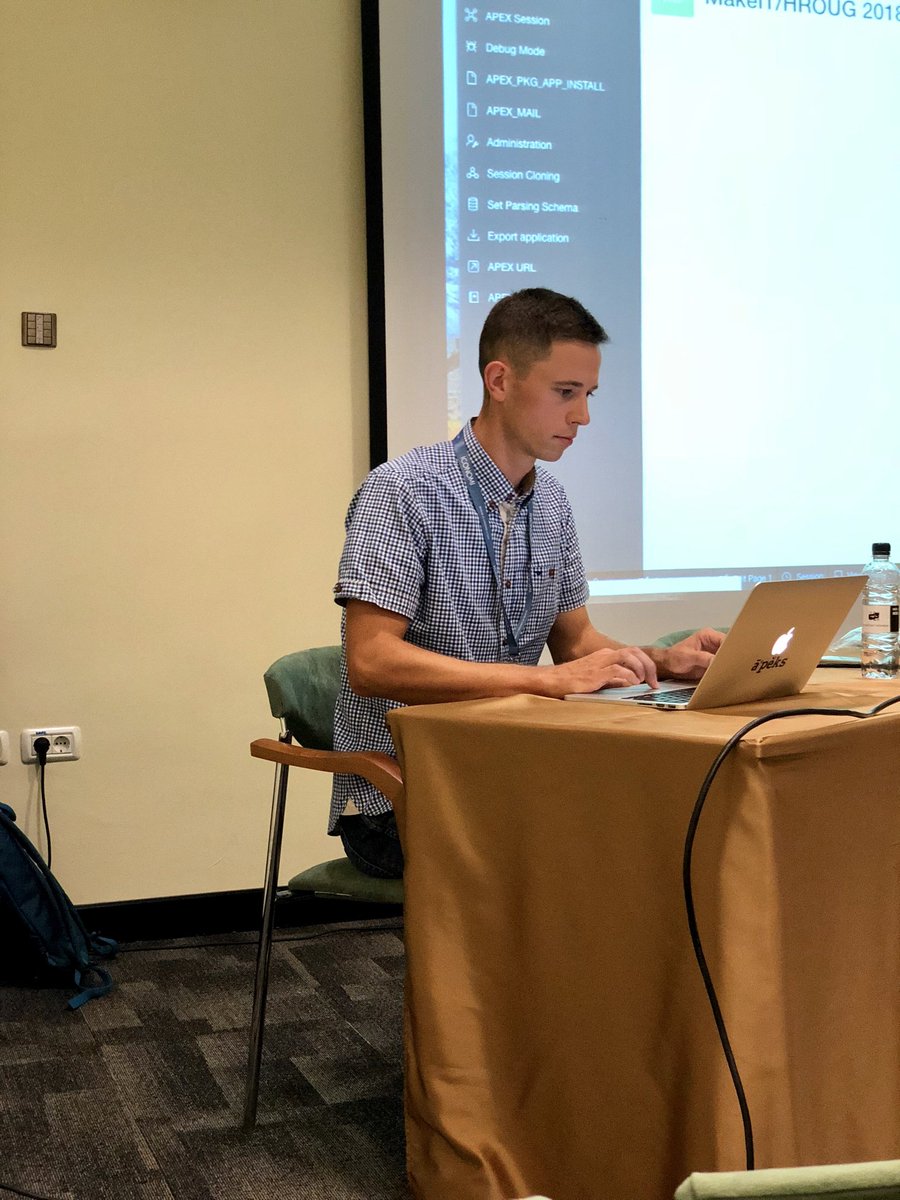 RoelH's tweet photo. Concentration during @mgoricki session about new APEX PL/SQL API’s.
#makeitconf18 #orclapex https://t.co/vSba6lopAb
