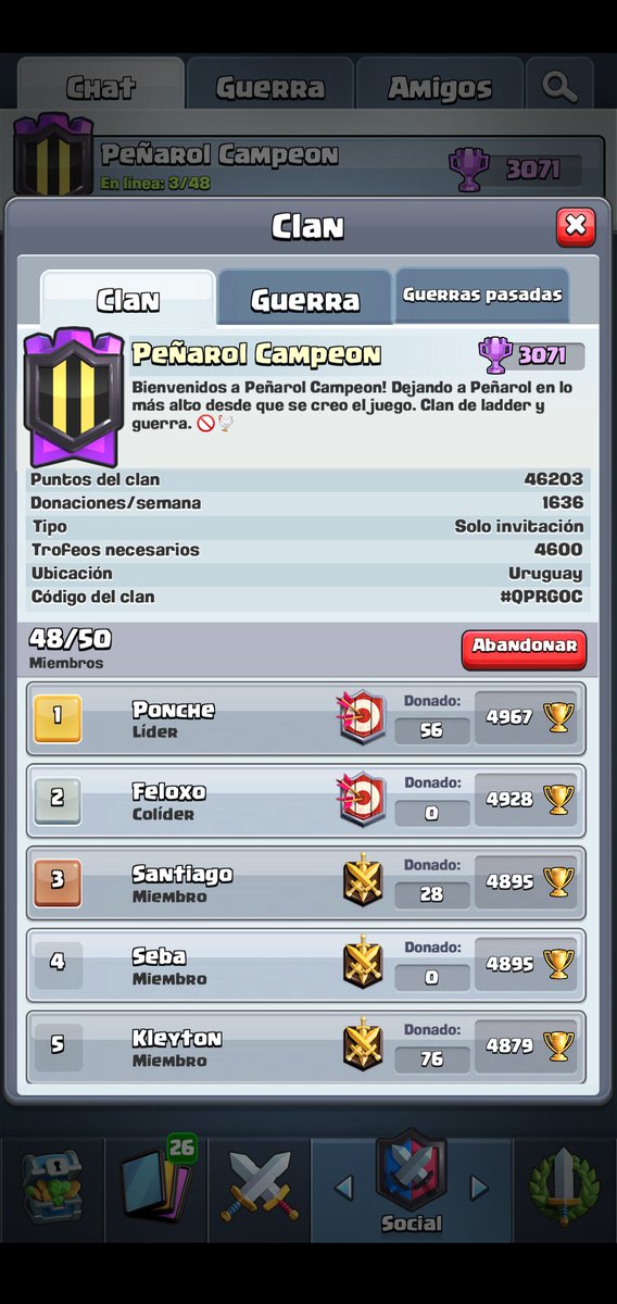 El clan del más grande llegó a liga legendaria ⚫💛