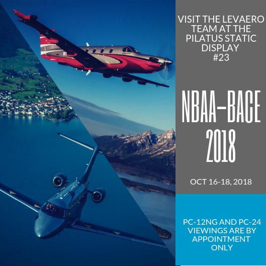 LevaeroAviation's tweet photo. We are excited to be attending #NBAA this week with @pilatusaircraftltd, displaying the #Pilatus PC-12 NG and PC-24 Super Versatile Jet!
If you’re at the show and would like to book a viewing with our sales team, please email sales@levaero.com
#FlyLevaero #NBAAEBACE #KORL #PC24 https://t.co/C1DZSqtY81