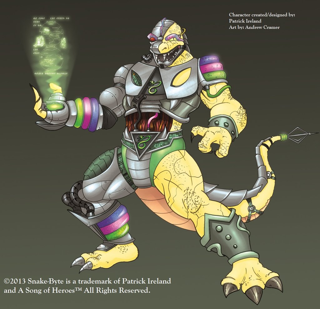 Here is our character Snake-Byte who we showed you awhile back.  This time drawn by Andrew Cramer.   

#snakes #snake #cyborg #masteroftheuniverse #snakemen #robots #robot #fantasy #thundercats #80scartoons #webcomic #selfpublished #venom #serpent #snakeman #naga