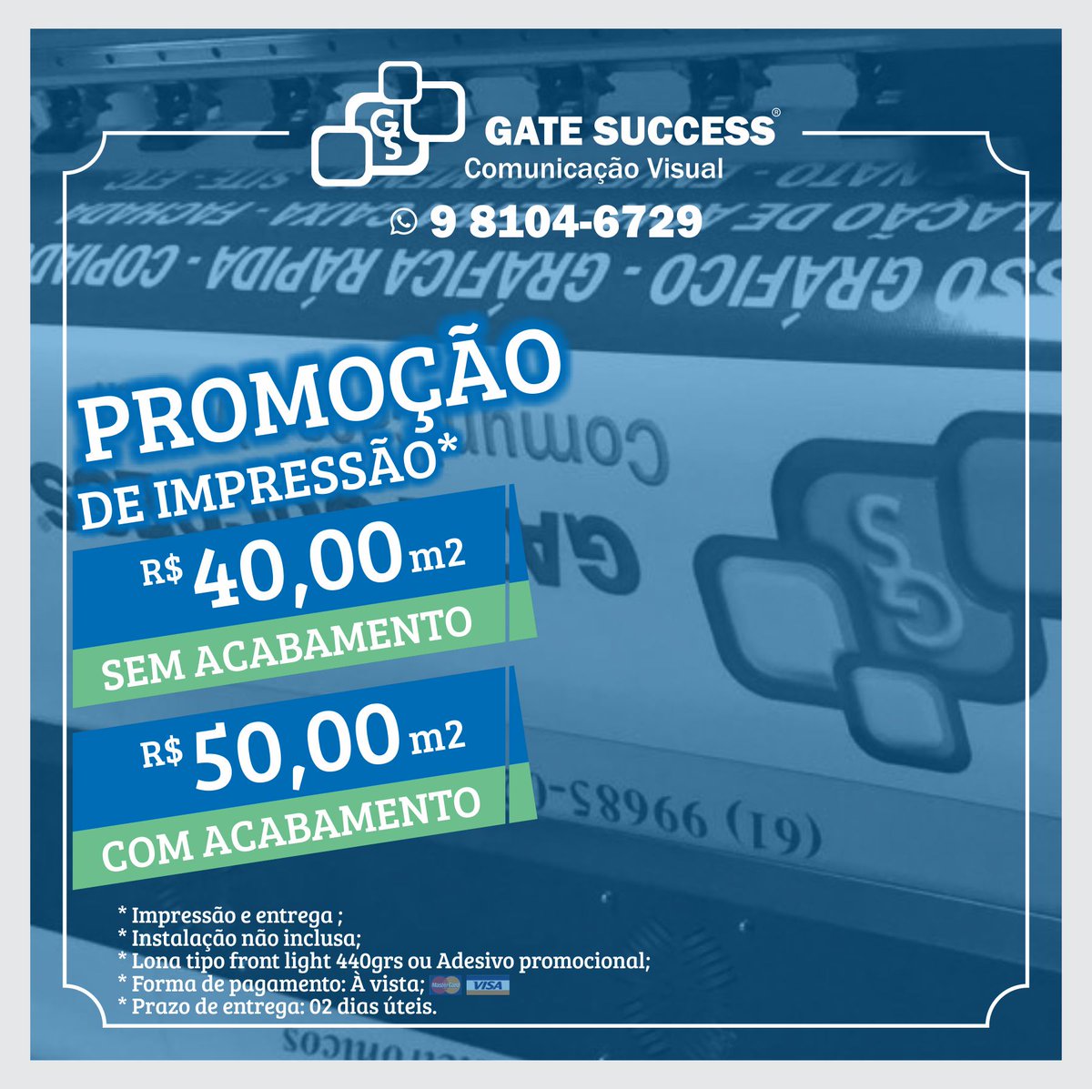 GATE_SUCCESS's tweet image. Preço justo e entrega rápida!

#impressao #gatesuccess #gscomunicacaovisual #comunicacaovisual #sinalizacao #banner #adesivo #promocao #grandesformatos #pequenosformatos
#Brasília #DF #Samambaia #Taguatingasul #Taguatinganorte #Lagosul #Lagonorte #Candangolândia #Guará