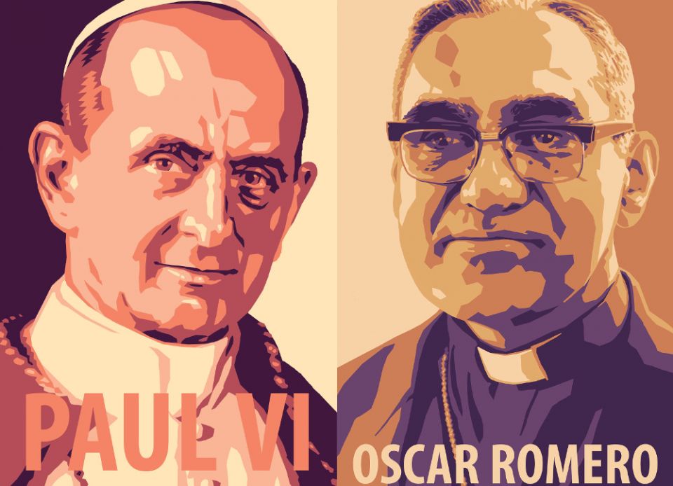 ICYMI: Pope Francis canonizes Archbishop Oscar Romero and Pope Paul VI. Saints Paul VI and Oscar Romero, pray for us! ow.ly/cXw030meMmP