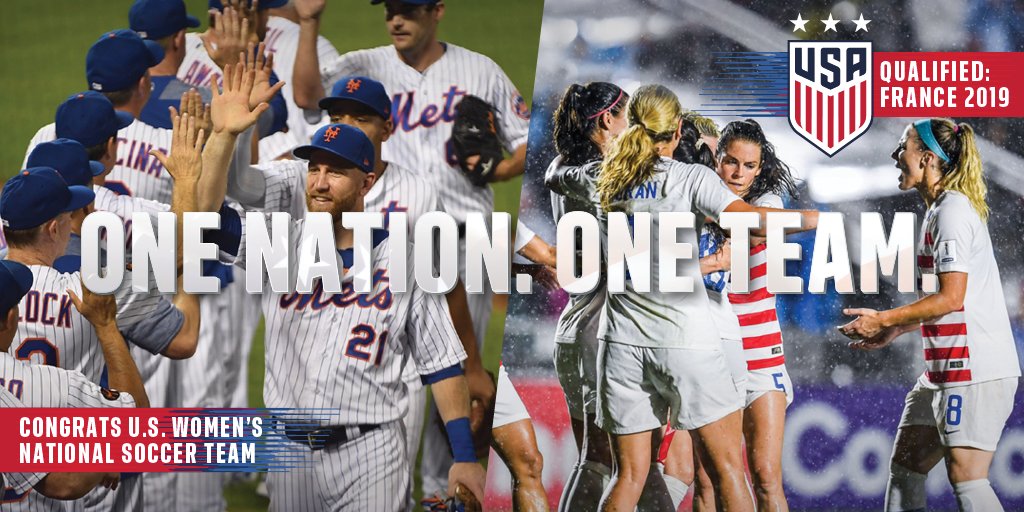 U-S-A, U-S-A! Congrats to the <a href="/ussoccer_wnt/">s</a> for their win yesterday to qualify for the 2019 FIFA Women’s World Cup! #OneNationOneTeam 🇺🇸