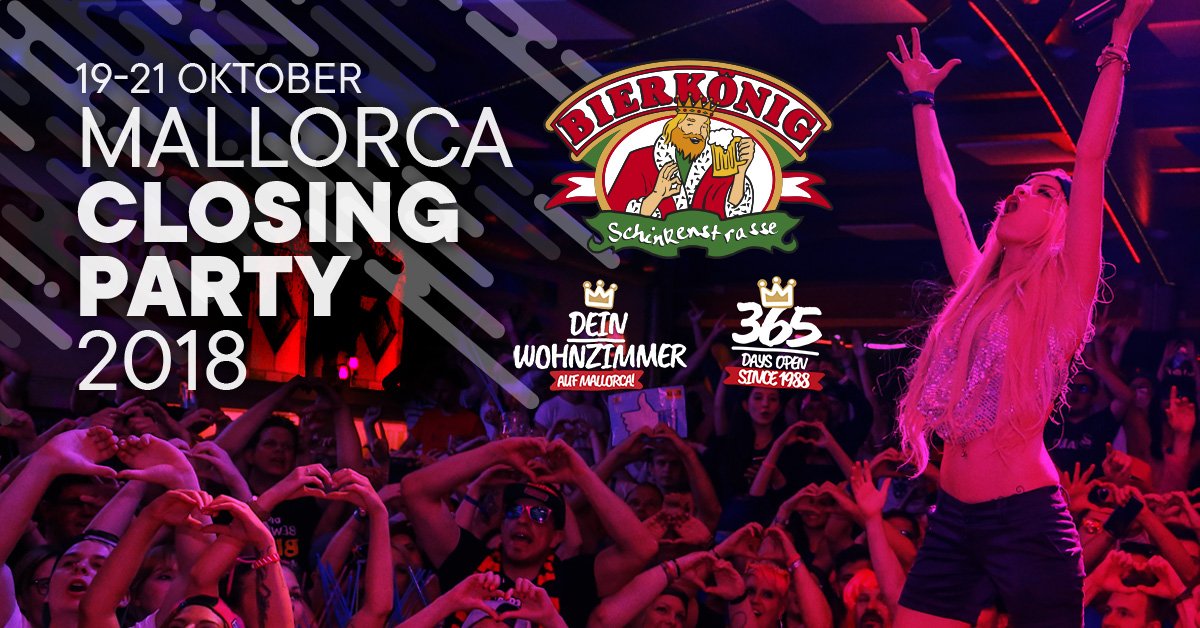 Bierkönig Mallorca (@_bierkoenig) on Twitter photo Endspurt! 🏃Die Closing-Woche ist gestartet! Am Donnerstag beginnen wir mit dem Kick-Off mit Mia Julia und Peter Wackel! Wann reist Ihr an? Endspurt! 🏃Die Closing-Woche ist gestartet! Am Donnerstag beginnen wir mit dem Kick-Off mit Mia Julia und Peter Wackel! Wann reist Ihr an?