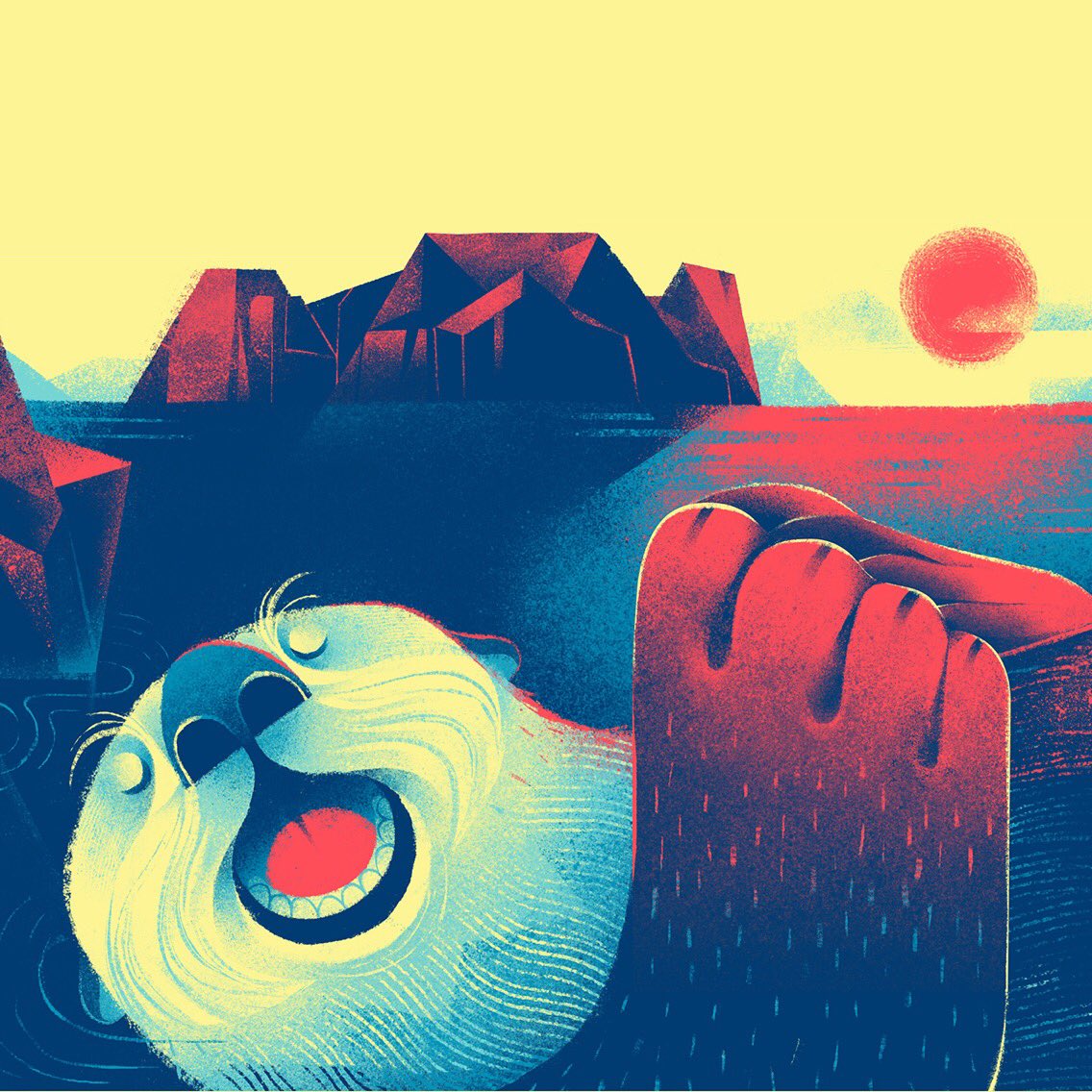 After a peek from my peek-a-baby #Farm #book, here’s a peek from #Ocean (out in March). Limited #colour #palette, #flaps and custom cut spreads, too. Say hi to the fluffiest parent of the ocean - #otter. inspired by my kids' bedroom #mural. #kidlit #publishing #illustration