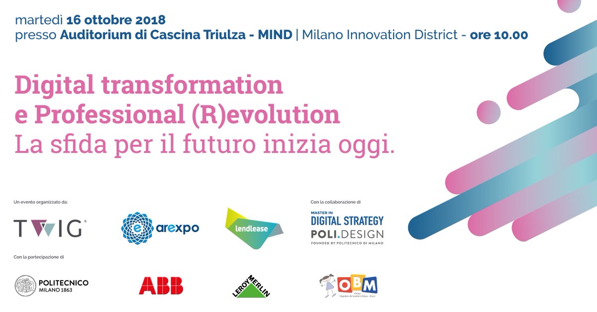 Digital Transformation e Professional (R)evolution è l’evento che si terrà domani a MIND, dove studenti, aziende, multinazionali, enti di formazione e Onlus si incontrano per dialogare attorno al tema delle nuove professioni digitali! Scopri di più bit.ly/2EePBxE