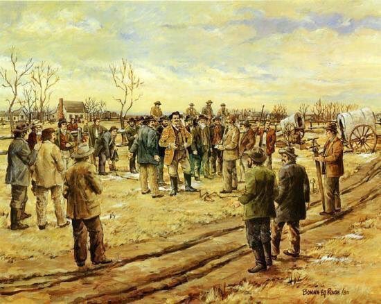 3DGeoSpatial's tweet photo. Oct 11, 1869, Crown surveyor Adam Clarke Webb trespassed André Nault's land. 
The surveyors had been measuring plots of land for Western settlers. 16 armed Métis led by Louis Riel, asked the surveyors to leave and they refused. The was the beginning of the Red River Resistance. https://t.co/Yjm7kmLUHI