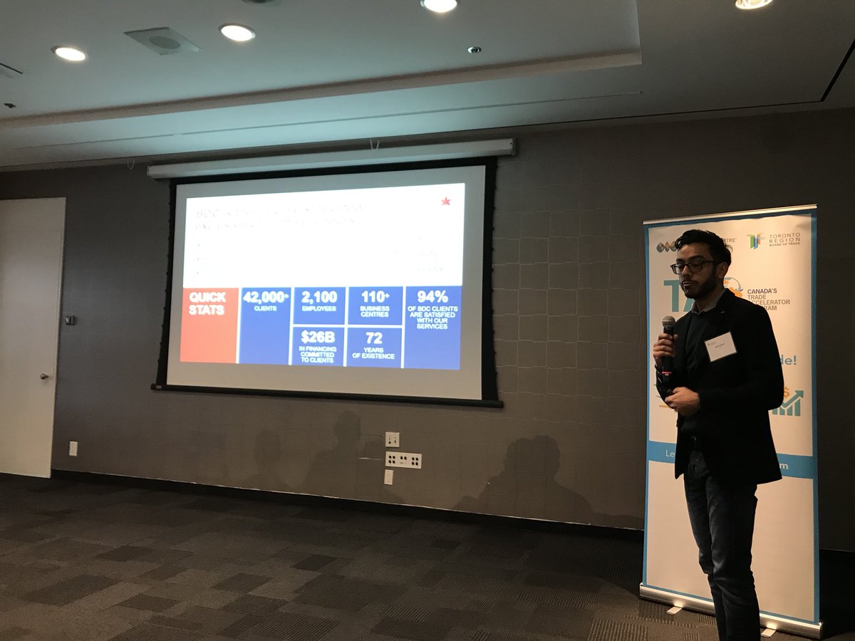 JohnHolland87's tweet image. @SaifHashmii speaking at Canada’s Trade Accelerator Program.. “75% of fintech company funding is given to GTA companies” at @WTC_TO #TAPGTA #TAPCanada #TAPProgram