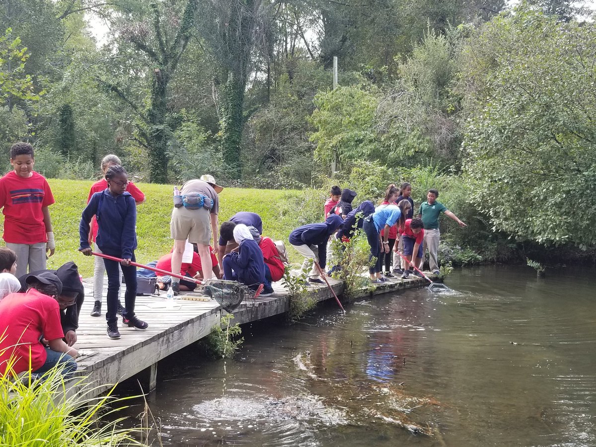 DeBayTimes4's tweet photo. @AmanaAcademy 5th grade examining the health of the pond by sampling for macroinvertebrates - learning of the importance of biodiversity in an ecosystem. @ELeducation @FCS_STEM @FCSCharterDept @CNCNature #smartkidschangingtheworld https://t.co/m5ERafqKTf