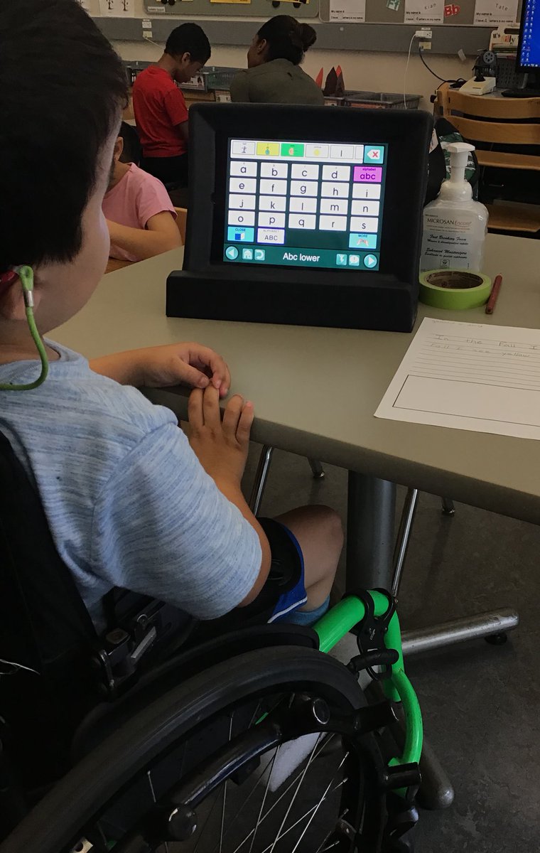 BloorviewSchool's tweet photo. One student uses an iPad with @AttainmentCo #GoTalkNow to write his journal!
#AAC #ACCawarenessmonth #assistivetech #Accessibility #DreamLearnGrow https://t.co/dHUrknY5MI