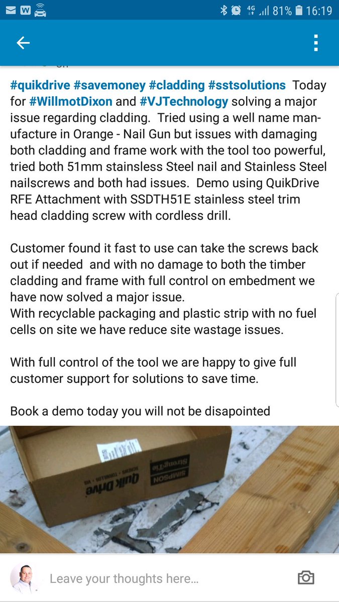 Stateless_uk's tweet photo. #quikdrive #SSTSolutions  solving a massive issue that a well known  nail tool in #Orange could not solve. use QuikDrive for cladding and decking with easy to use can withdraw if needed and no damage to both Timber cladding and timber framwwork https://t.co/uguLdwJoBE