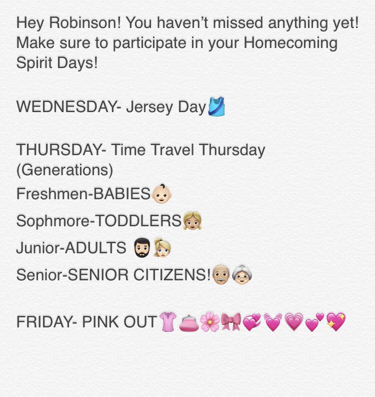 Robinson_SGA's tweet photo. PARTICIPATE IN YOUR HOMECOMING SPIRIT DAYS ! 💙💛💙💛 https://t.co/nM6cfMGHOU