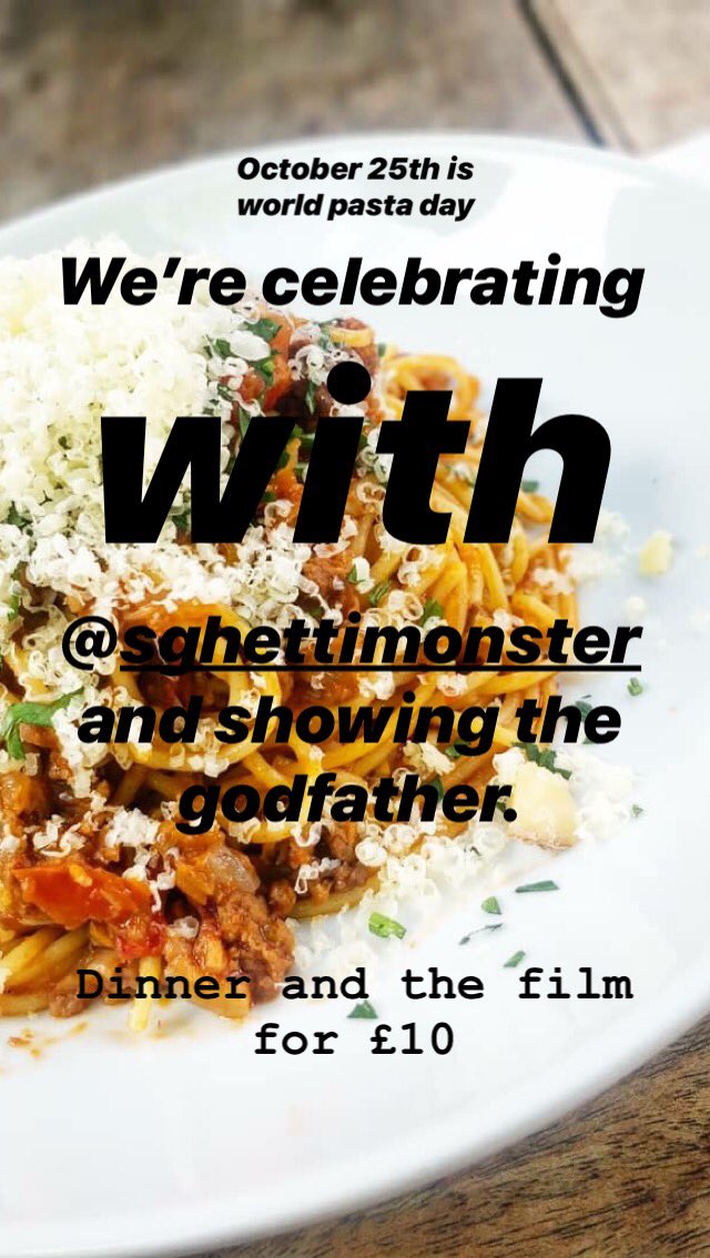 Oh yes.... world pasta day, <a href="/SghettiMonstah/">Sghetti Monster</a> and the Godfather! Get your tickets here 
wegottickets.com/event/451601