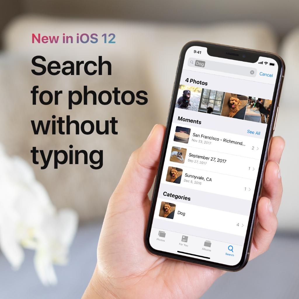 New in iOS 12: Search for photos without typing