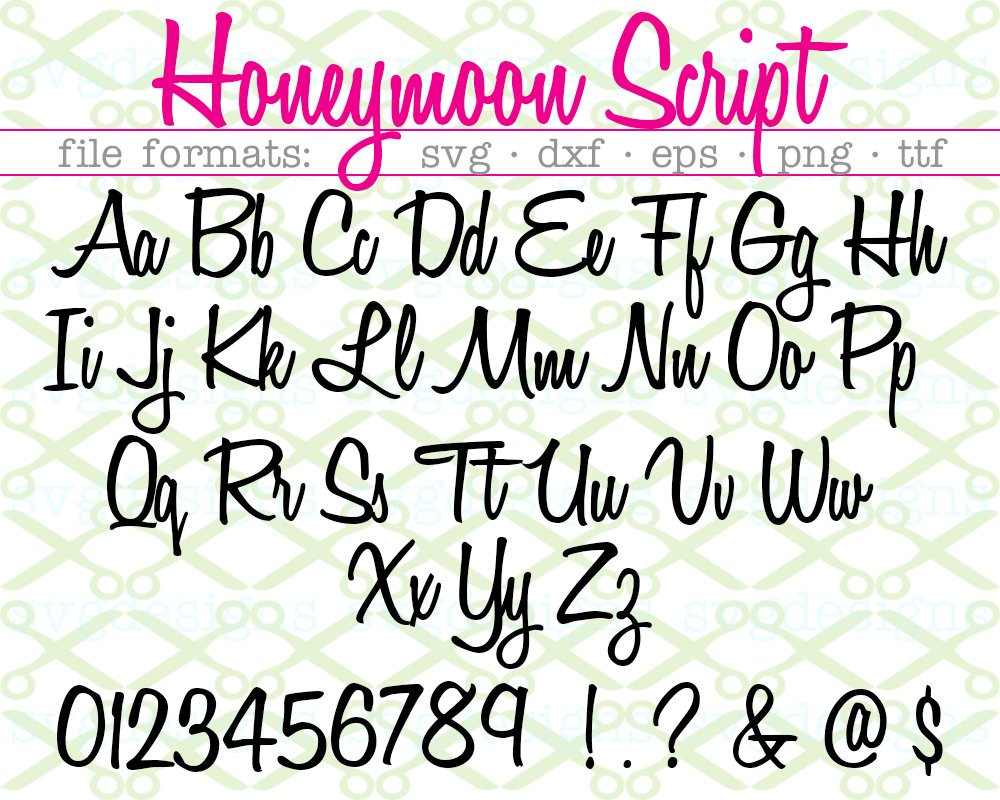 Download Svg Designs On Twitter Honeymoon Script Font Svg Dxf Eps Png Handwriting Font Cursive Font For Cricut Silhouette Wedding Font Includes Bonus Ttf File Https T Co Modhtdg0gy Kidscrafts Silhouette Cricut Svgfiles Svgfont Ttf