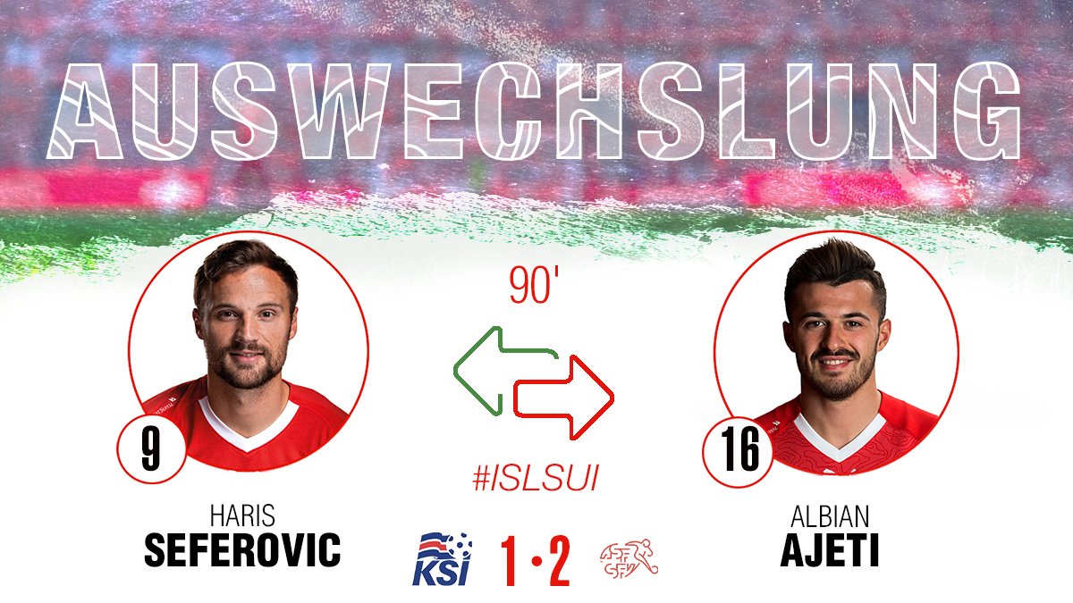 nati_sfv_asf's tweet image. 90' Der Torschütze macht Platz für Ajeti | Le buteur est remplacé par Ajeti

#ISLSUI #NationsLeague
#HoppSchwiiz #HopSuisse #ForzaSvizzera #HopSvizra 🇨🇭 ⚽ 💪