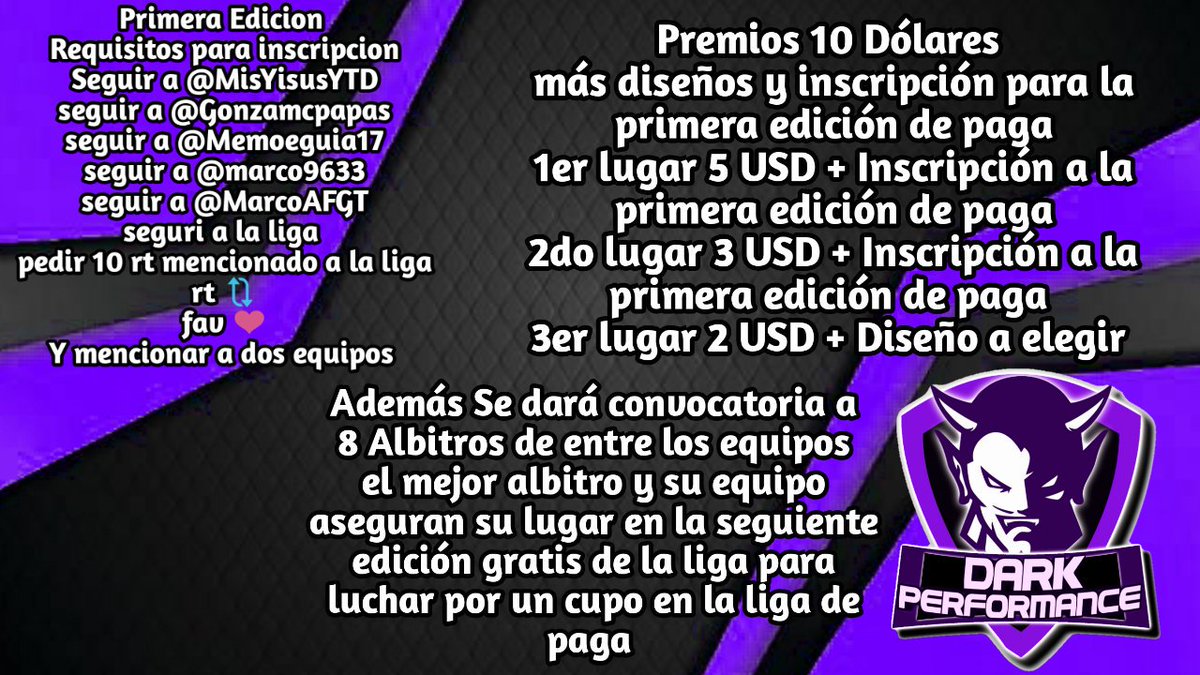 Están listos para esto 
Seguir a
@MisYisusYTD 
<a href="/Gonzamcpapas/">Gonza</a> 
@Memoeguia17 
<a href="/marco9633/">Vini</a> 
@MarcoAFGT 
Y la liga rt🔃 + Fav❤
Mencionar dos equipos
Pedir diez rt mencionado a la liga
Al cumplir mandar pruebas al MD
@DarkfightGT_ @eSports_PromoCR  <a href="/PromotionsRts/">SMALL STREAMER PROMOTIONS ©️</a> @LatamPublicidad rt