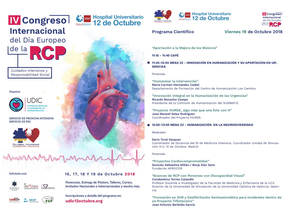 drjmsalas's tweet photo. Este viernes nos toca una cita en el IV Congreso Internacional del día europeo de la #RCP. Me tocará representar al equipo @ProyectoHURGE en esta cita. Hablaremos de #Humanización en #Urgencias. #CongresoRCP https://t.co/ACcQOOEt9J