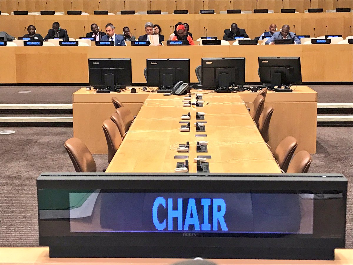 KvanOosterom's tweet photo. As Chair of the #DPRK 1718 Sanctions Committee briefed members of the African group on work of the Committee. 
Spoke to the press afterwards. https://t.co/UZhkj3W59j