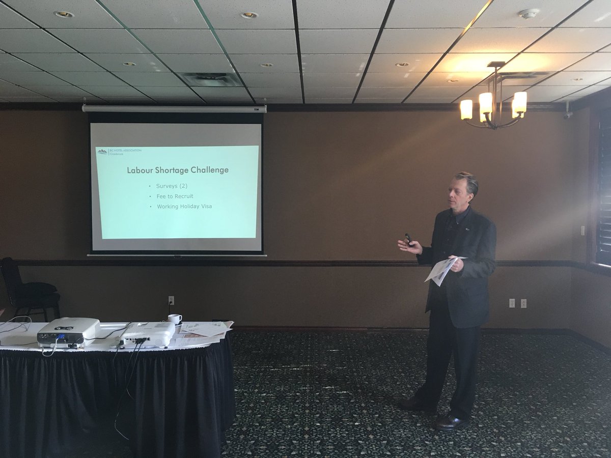 go2HR's tweet photo. James Chase @bchotelassoc on issues in the hotel sector @KootRocks #18KRTIC conference. Attracting staff impacted by housing affordability. https://t.co/y6twuPN8Of