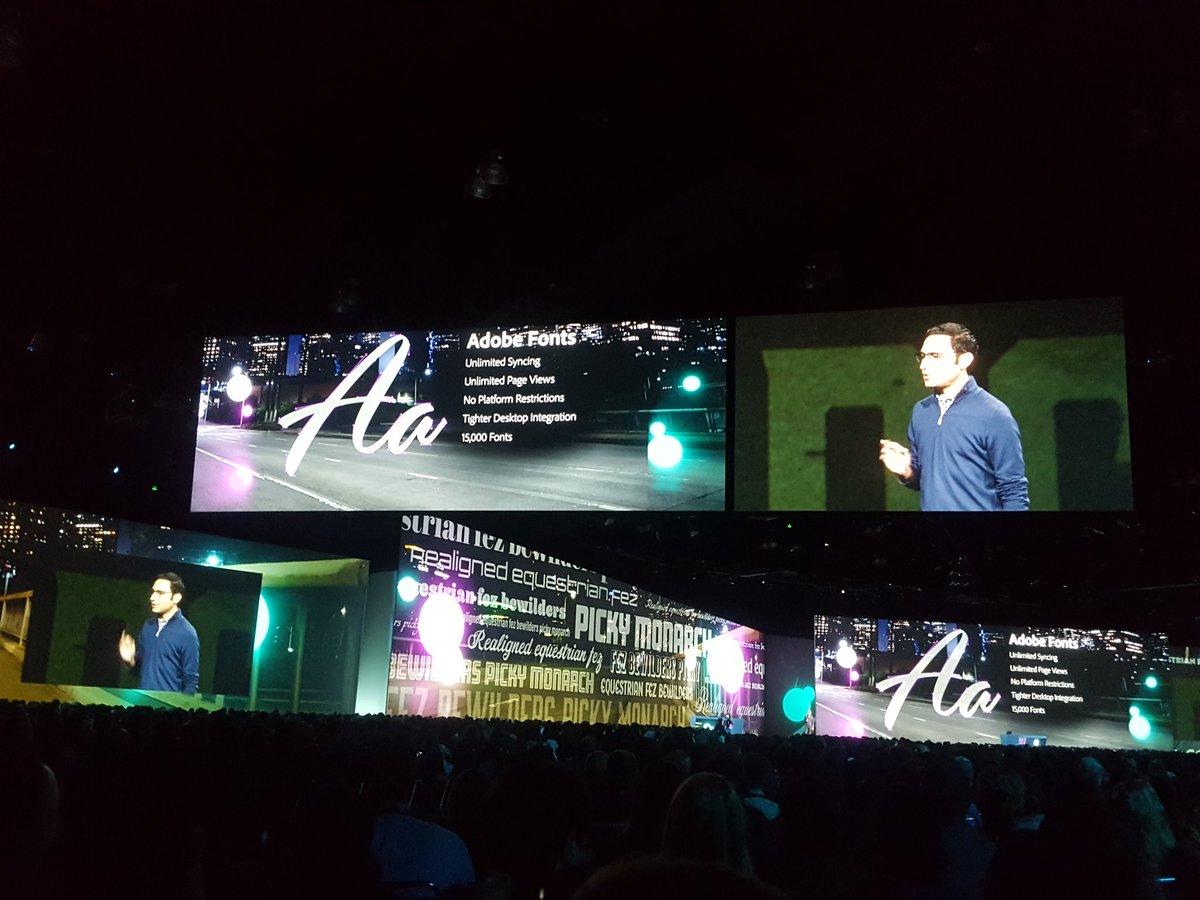 jdshindler's tweet photo. #AdobeTypekit now known as #AdobeFonts, with unlimited syncing. #AdobeMAX https://t.co/8TnfPht32S