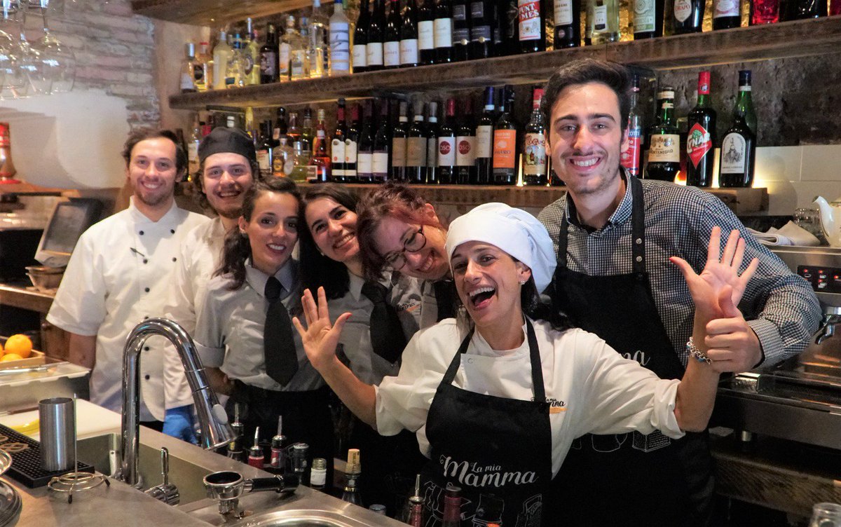 Our lovely team at La Mia Mamma, always happy to serve you with a smile. Why not come and spend the evening with us?
