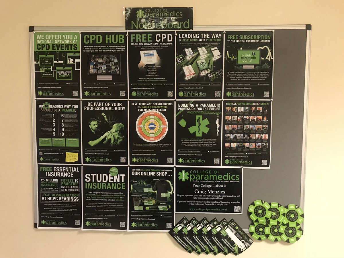 tallpara's tweet photo. New College of Paramedics Noticeboard at Leverndale Station @ParamedicsUK @ParamedicsScot #cpd #paramedics #SupportTheProfession https://t.co/jl60tFoQje