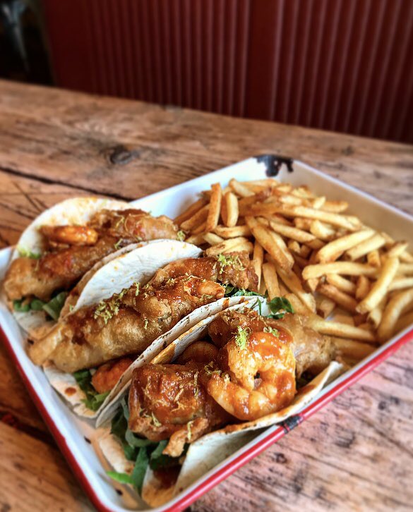 This weeks special....

Baja Fish Tacos - Tempura fish with chilli &amp; lime shrimp accompanied by lettuce, pico da gallo salsa and lime mayo 👌🏽 #stockyard #stocktonheath #warrington #weeklyspecial #fishtacos🐟
