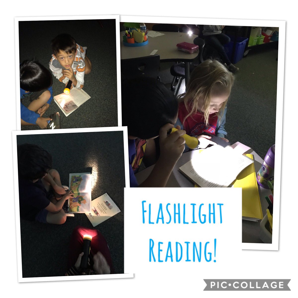 Making Reading Happen even without electricity! Reading by flashlight in Mrs Watson’s class! #gulnfoss # wearetusd