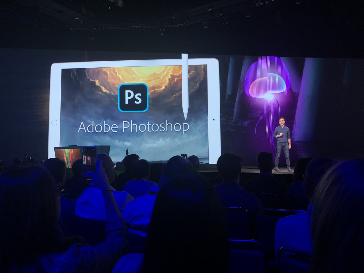 heatherjcombs's tweet photo. Did someone say REAL #adobephotoshop is coming to iPad in 2019? Amazing innovation. So proud to work at a company so dedicated to helping each of us unlock our own creative potential #adobemax2018 #photoshop #adobe https://t.co/ElGrrz4eNv