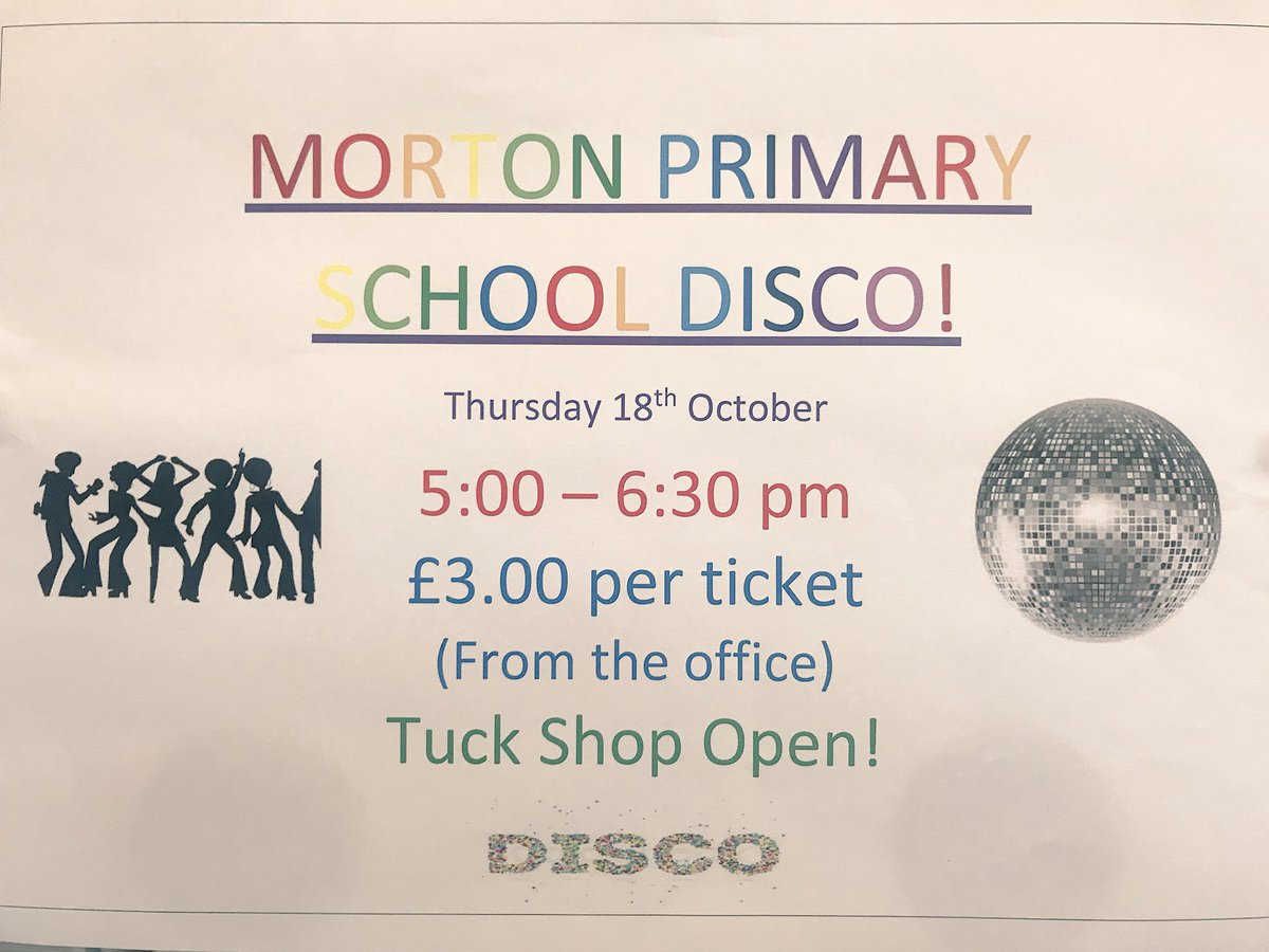 School Disco this Thursday! Get your tickets from the school office! 🕺🏼💃🏼