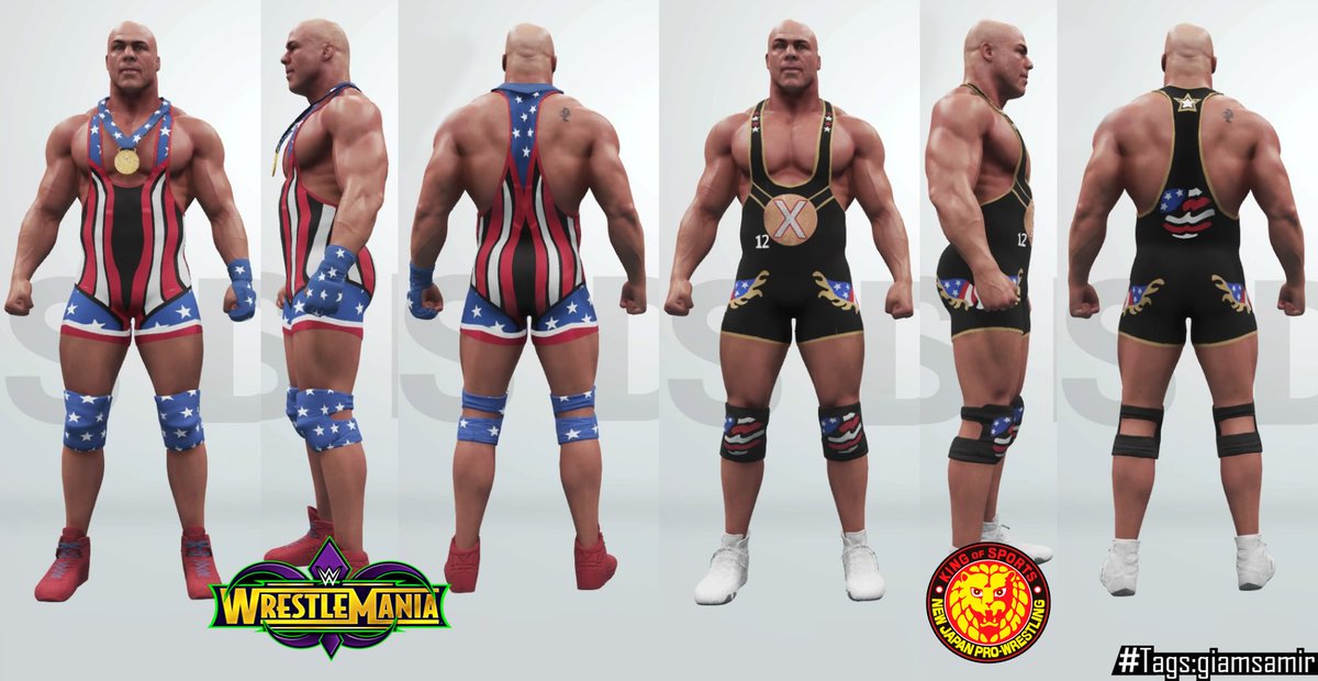 Download @RealKurtAngle #WrestleMania34 & #NJPW 2008 attires now available on PS4. @WWEgames #WWE2K19 @SmackNetwork